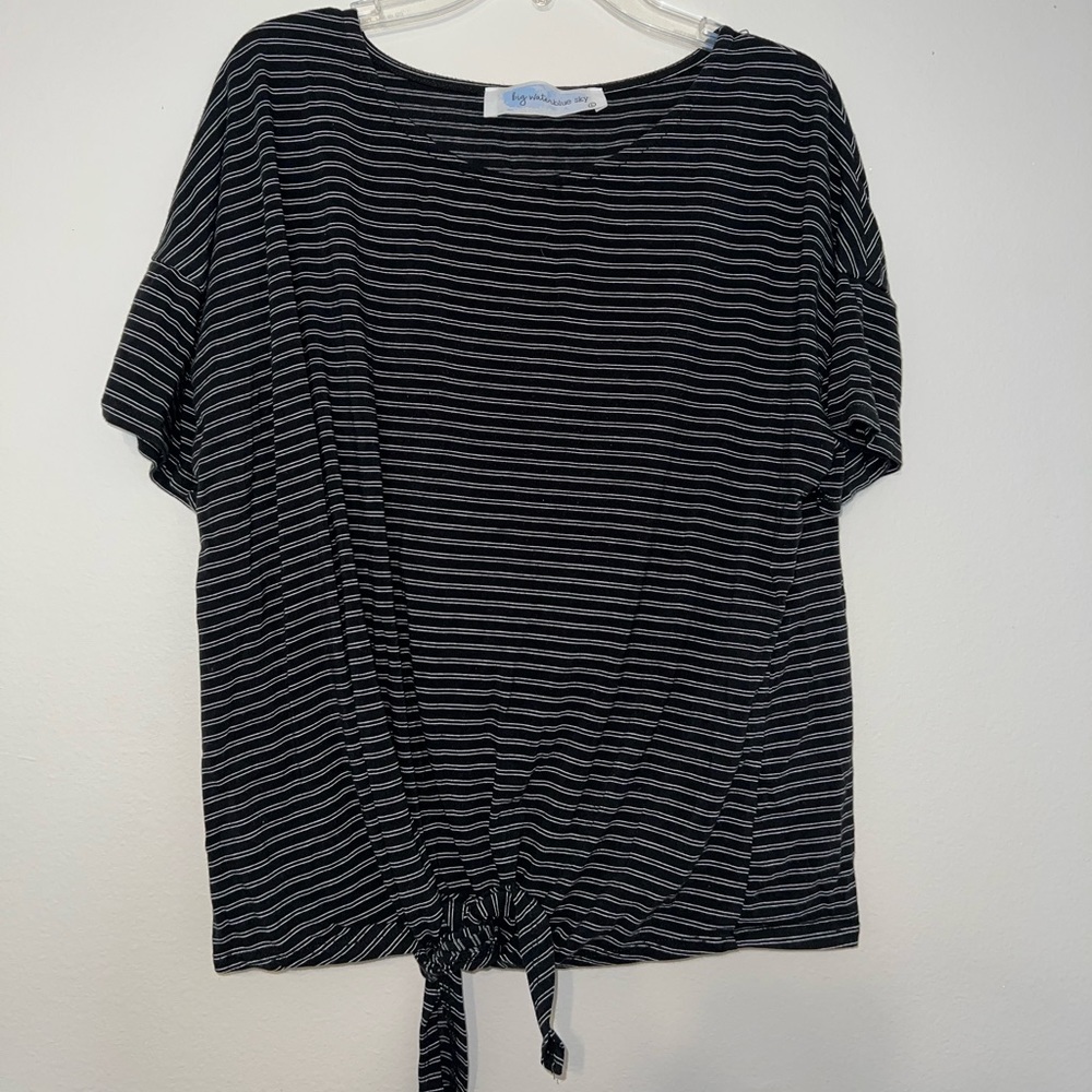 Stripped Tee with Front Tie - Size Large